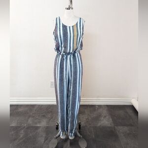 NEW Drew Striped Drawstring Tapered Leg Jumpsuit Blue Red S summer coastalcore